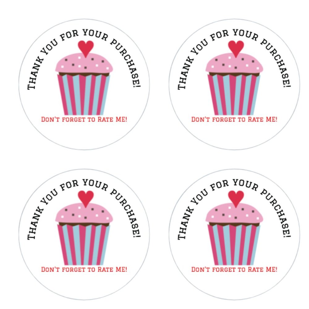 Cup Cake Thank You Labels Valentines Stickers